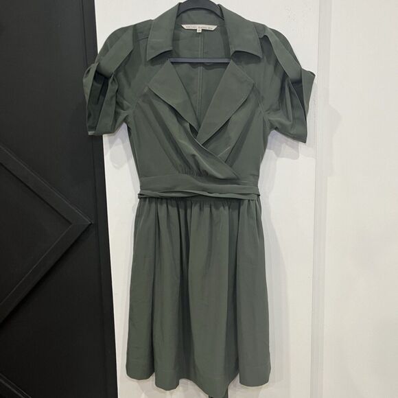 Rachel Roy Green Tie Back Collared Wrap Dress Size 4 - Picture 1 of 6